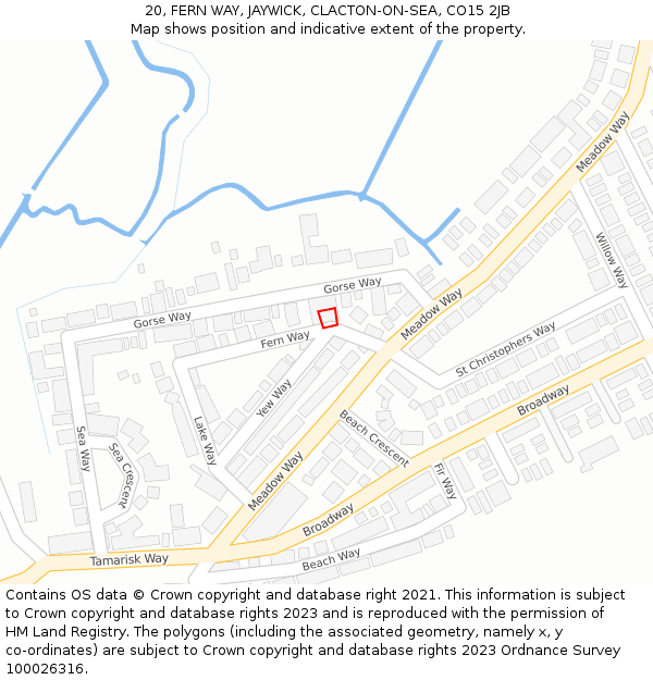 20, FERN WAY, JAYWICK, CLACTON-ON-SEA, CO15 2JB: Location map and indicative extent of plot