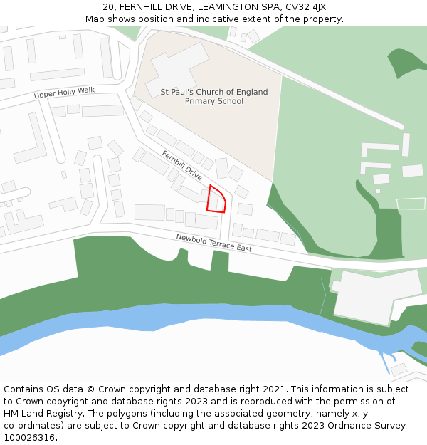 20, FERNHILL DRIVE, LEAMINGTON SPA, CV32 4JX: Location map and indicative extent of plot