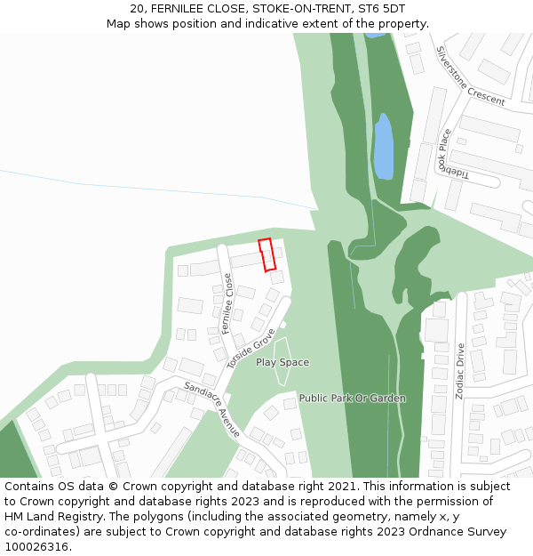 20, FERNILEE CLOSE, STOKE-ON-TRENT, ST6 5DT: Location map and indicative extent of plot