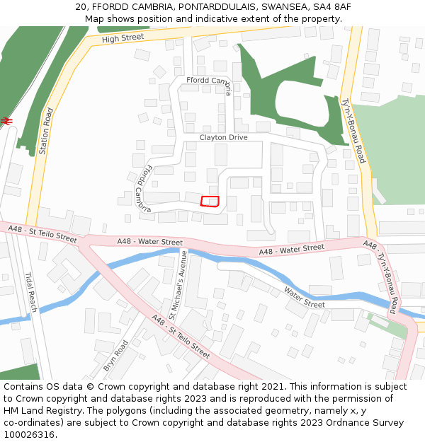 20, FFORDD CAMBRIA, PONTARDDULAIS, SWANSEA, SA4 8AF: Location map and indicative extent of plot