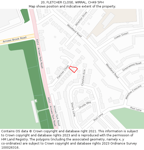 20, FLETCHER CLOSE, WIRRAL, CH49 5PH: Location map and indicative extent of plot