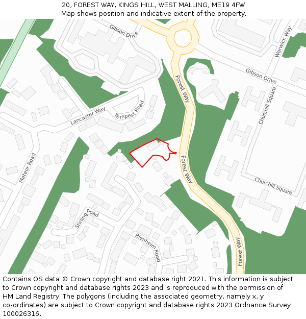 20, FOREST WAY, KINGS HILL, WEST MALLING, ME19 4FW: Location map and indicative extent of plot