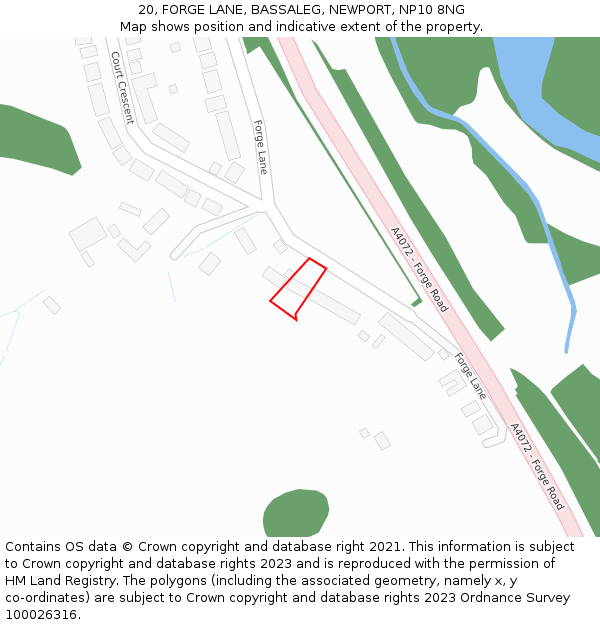 20, FORGE LANE, BASSALEG, NEWPORT, NP10 8NG: Location map and indicative extent of plot