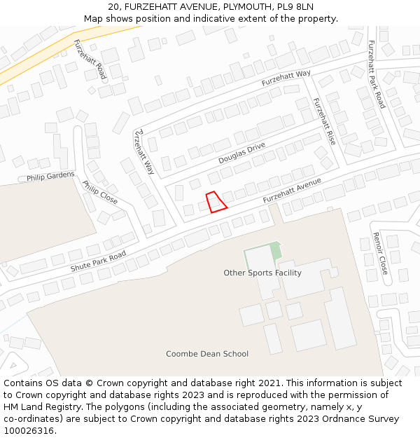 20, FURZEHATT AVENUE, PLYMOUTH, PL9 8LN: Location map and indicative extent of plot