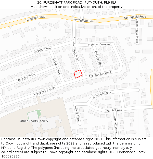 20, FURZEHATT PARK ROAD, PLYMOUTH, PL9 8LF: Location map and indicative extent of plot