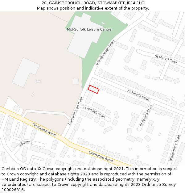 20, GAINSBOROUGH ROAD, STOWMARKET, IP14 1LG: Location map and indicative extent of plot