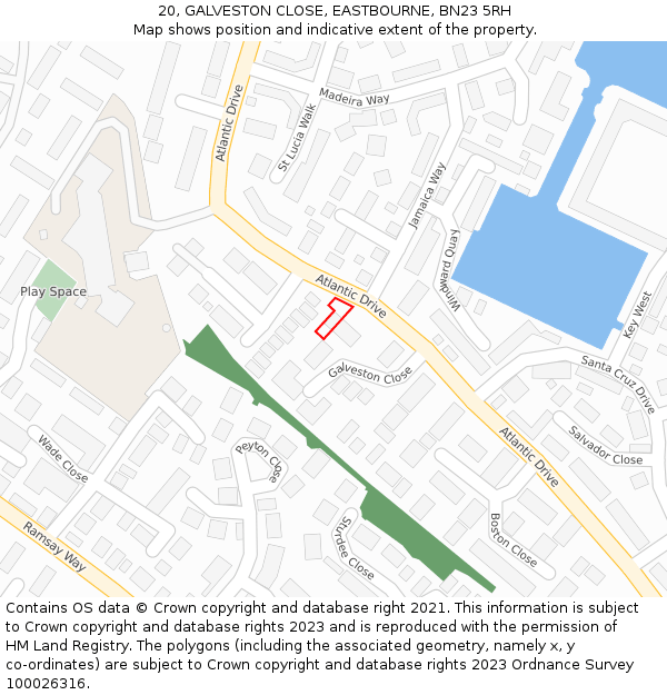 20, GALVESTON CLOSE, EASTBOURNE, BN23 5RH: Location map and indicative extent of plot