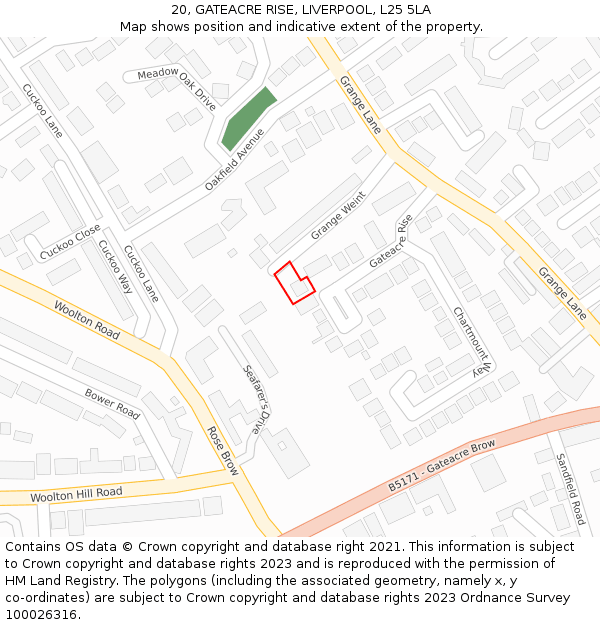 20, GATEACRE RISE, LIVERPOOL, L25 5LA: Location map and indicative extent of plot