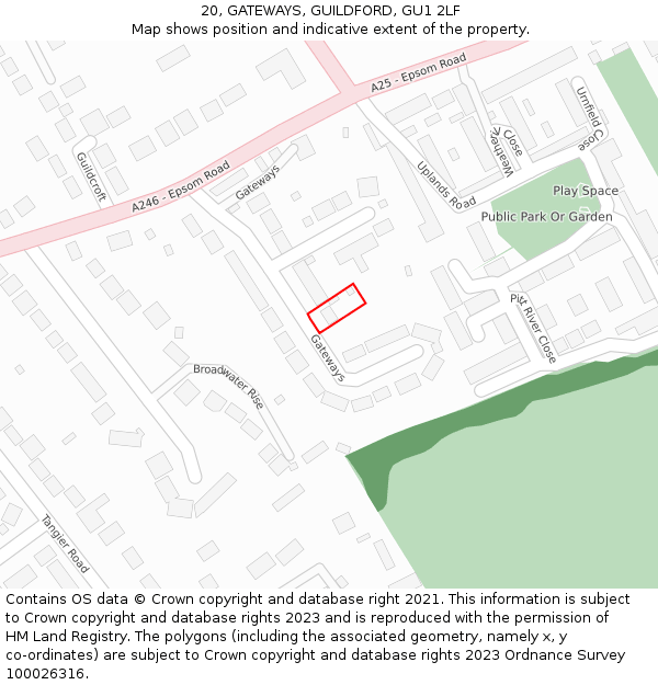 20, GATEWAYS, GUILDFORD, GU1 2LF: Location map and indicative extent of plot