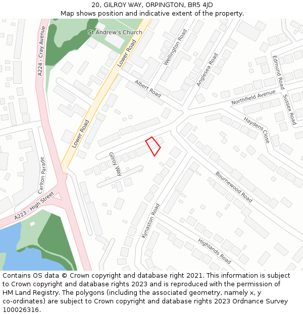 20, GILROY WAY, ORPINGTON, BR5 4JD: Location map and indicative extent of plot