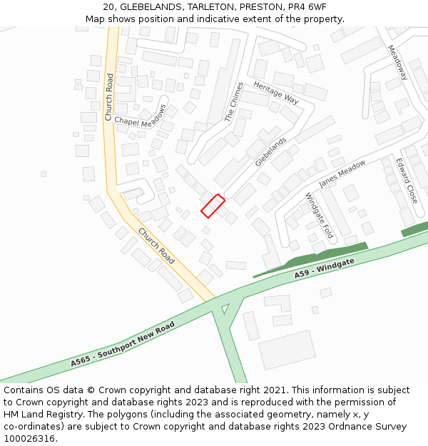 20, GLEBELANDS, TARLETON, PRESTON, PR4 6WF: Location map and indicative extent of plot