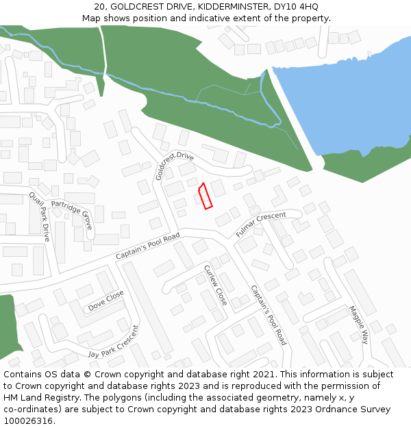 20, GOLDCREST DRIVE, KIDDERMINSTER, DY10 4HQ: Location map and indicative extent of plot
