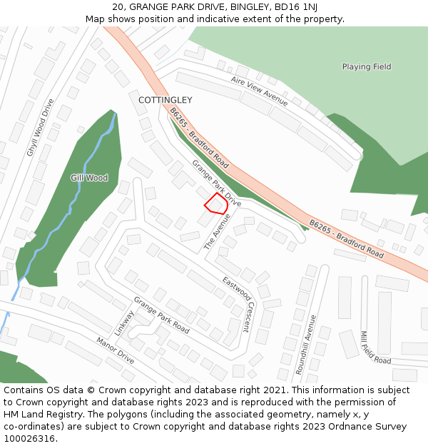 20, GRANGE PARK DRIVE, BINGLEY, BD16 1NJ: Location map and indicative extent of plot