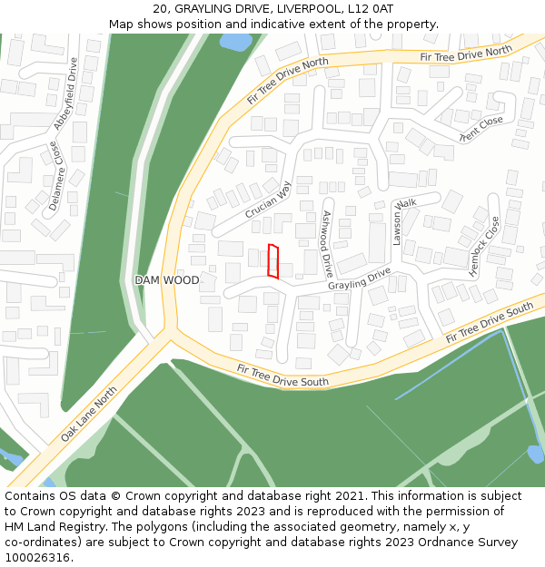 20, GRAYLING DRIVE, LIVERPOOL, L12 0AT: Location map and indicative extent of plot