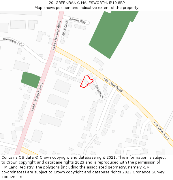 20, GREENBANK, HALESWORTH, IP19 8RP: Location map and indicative extent of plot