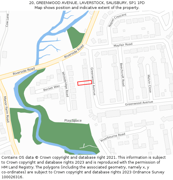 20, GREENWOOD AVENUE, LAVERSTOCK, SALISBURY, SP1 1PD: Location map and indicative extent of plot