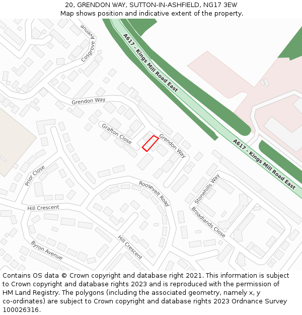 20, GRENDON WAY, SUTTON-IN-ASHFIELD, NG17 3EW: Location map and indicative extent of plot