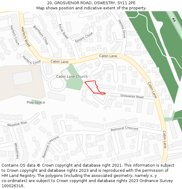 20, GROSVENOR ROAD, OSWESTRY, SY11 2PE: Location map and indicative extent of plot