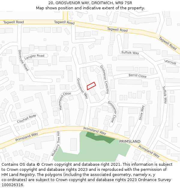 20, GROSVENOR WAY, DROITWICH, WR9 7SR: Location map and indicative extent of plot