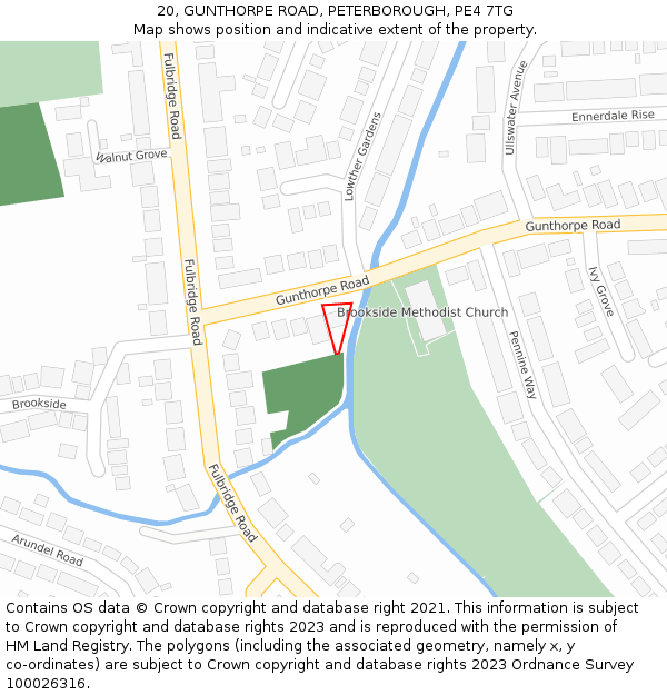 20, GUNTHORPE ROAD, PETERBOROUGH, PE4 7TG: Location map and indicative extent of plot