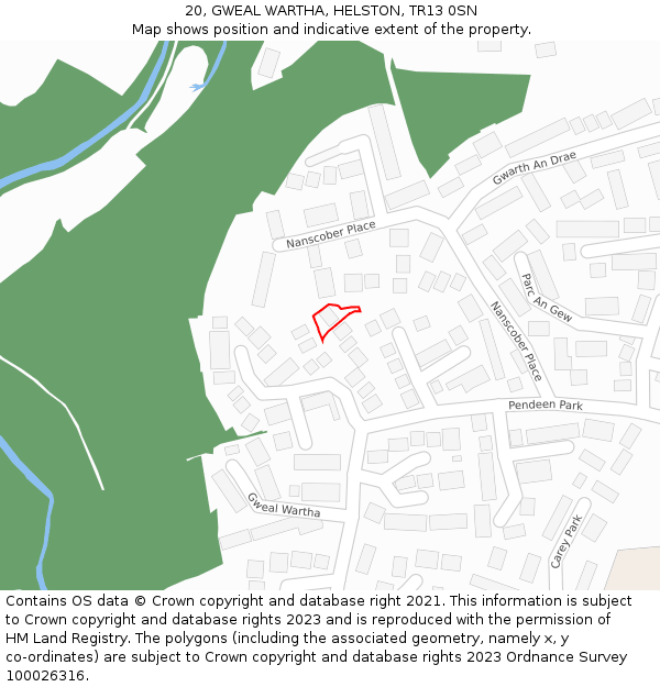 20, GWEAL WARTHA, HELSTON, TR13 0SN: Location map and indicative extent of plot