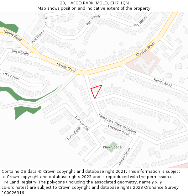 20, HAFOD PARK, MOLD, CH7 1QN: Location map and indicative extent of plot