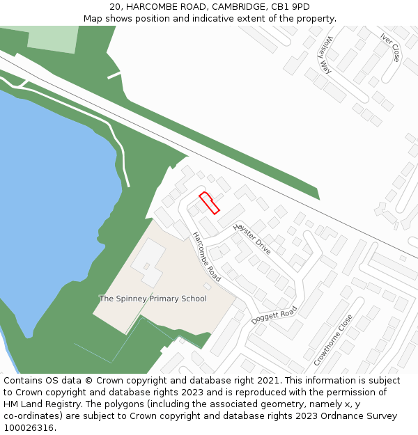 20, HARCOMBE ROAD, CAMBRIDGE, CB1 9PD: Location map and indicative extent of plot