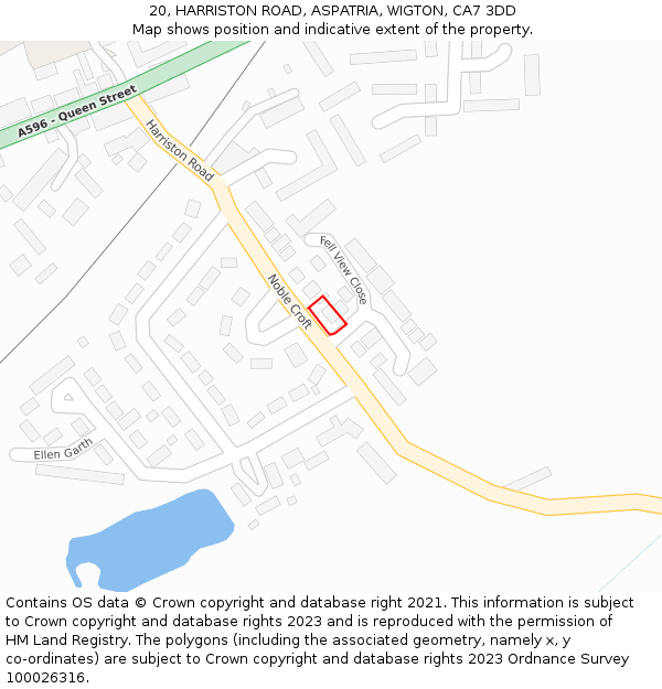 20, HARRISTON ROAD, ASPATRIA, WIGTON, CA7 3DD: Location map and indicative extent of plot