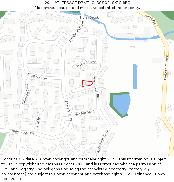 20, HATHERSAGE DRIVE, GLOSSOP, SK13 8RG: Location map and indicative extent of plot