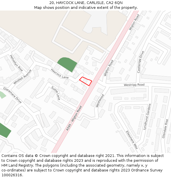 20, HAYCOCK LANE, CARLISLE, CA2 6QN: Location map and indicative extent of plot