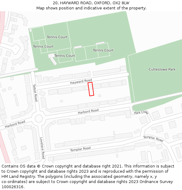 20, HAYWARD ROAD, OXFORD, OX2 8LW: Location map and indicative extent of plot