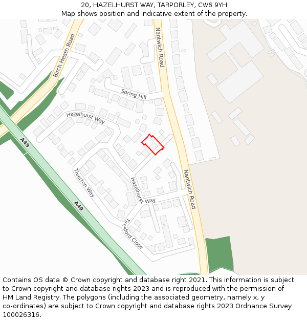 20, HAZELHURST WAY, TARPORLEY, CW6 9YH: Location map and indicative extent of plot