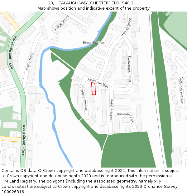 20, HEALAUGH WAY, CHESTERFIELD, S40 2UU: Location map and indicative extent of plot