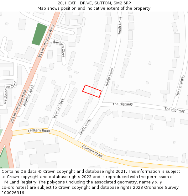 20, HEATH DRIVE, SUTTON, SM2 5RP: Location map and indicative extent of plot