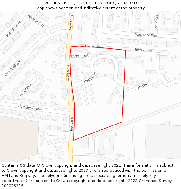 20, HEATHSIDE, HUNTINGTON, YORK, YO32 9ZD: Location map and indicative extent of plot