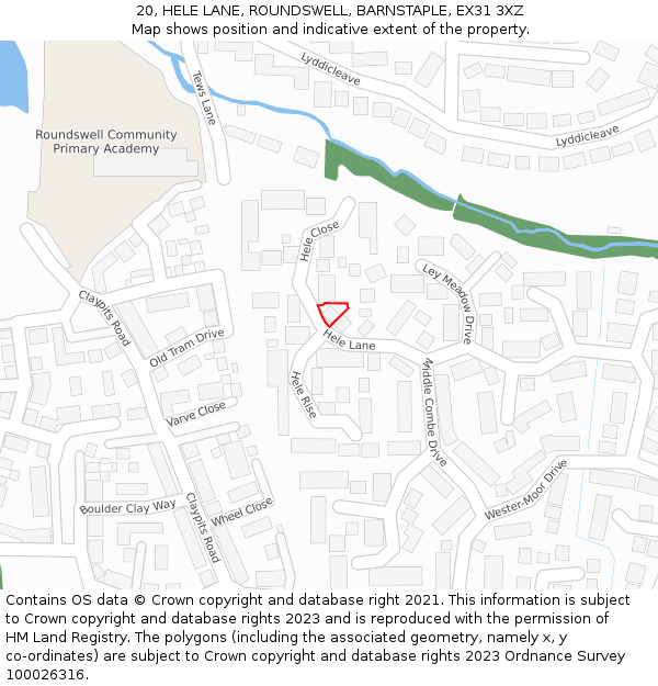 20, HELE LANE, ROUNDSWELL, BARNSTAPLE, EX31 3XZ: Location map and indicative extent of plot