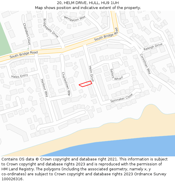 20, HELM DRIVE, HULL, HU9 1UH: Location map and indicative extent of plot