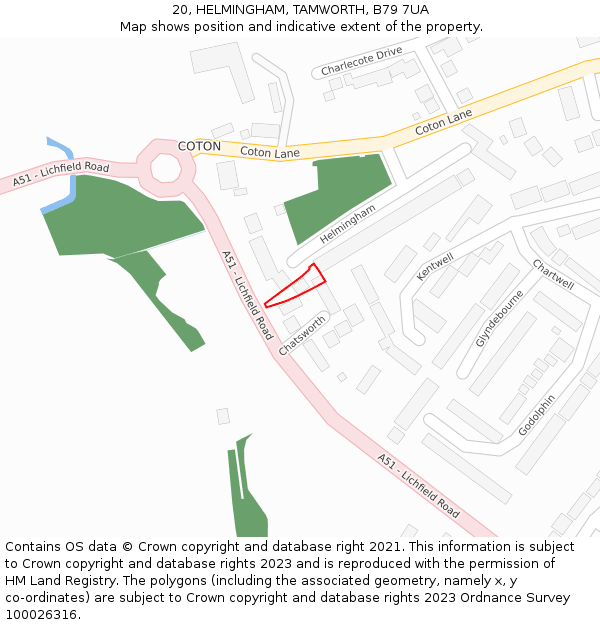 20, HELMINGHAM, TAMWORTH, B79 7UA: Location map and indicative extent of plot