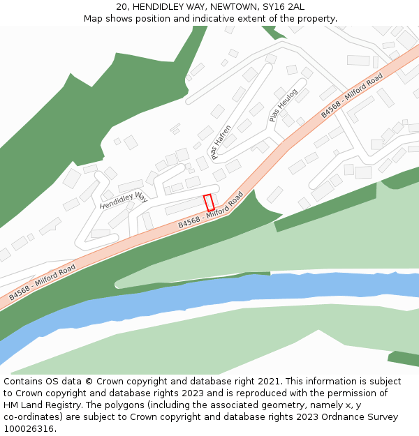 20, HENDIDLEY WAY, NEWTOWN, SY16 2AL: Location map and indicative extent of plot