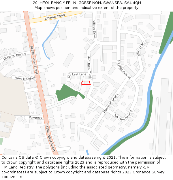 20, HEOL BANC Y FELIN, GORSEINON, SWANSEA, SA4 4QH: Location map and indicative extent of plot