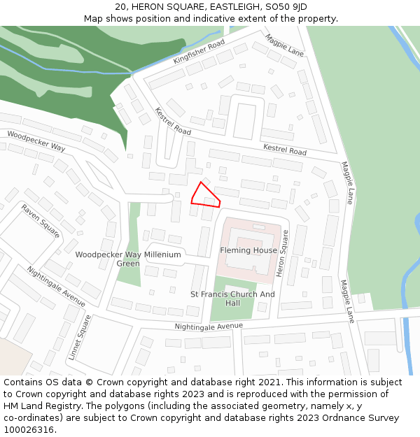 20, HERON SQUARE, EASTLEIGH, SO50 9JD: Location map and indicative extent of plot