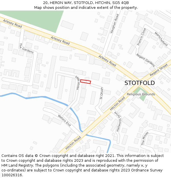 20, HERON WAY, STOTFOLD, HITCHIN, SG5 4QB: Location map and indicative extent of plot