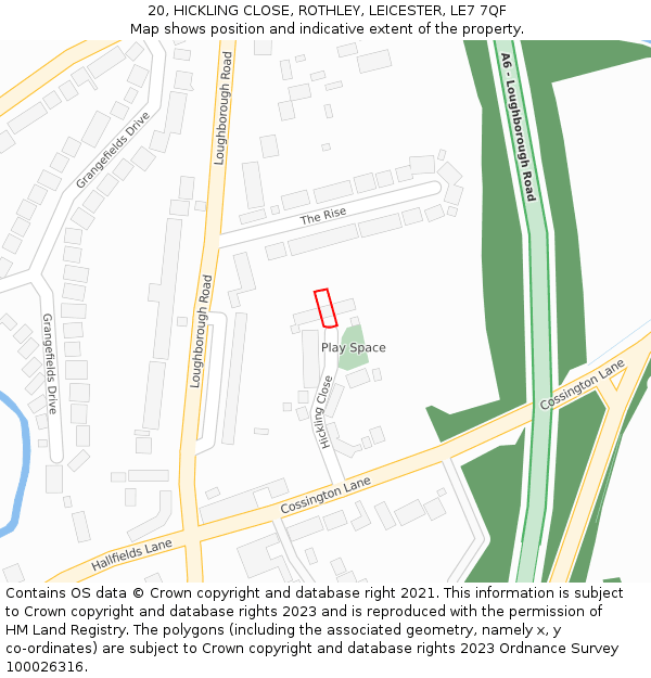 20, HICKLING CLOSE, ROTHLEY, LEICESTER, LE7 7QF: Location map and indicative extent of plot