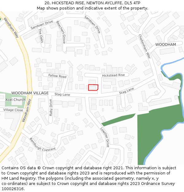 20, HICKSTEAD RISE, NEWTON AYCLIFFE, DL5 4TP: Location map and indicative extent of plot