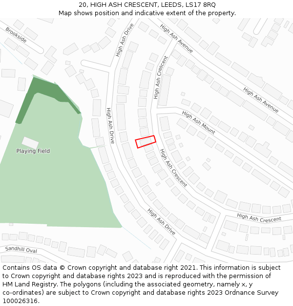 20, HIGH ASH CRESCENT, LEEDS, LS17 8RQ: Location map and indicative extent of plot