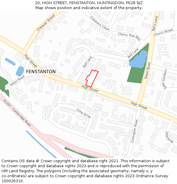 20, HIGH STREET, FENSTANTON, HUNTINGDON, PE28 9JZ: Location map and indicative extent of plot