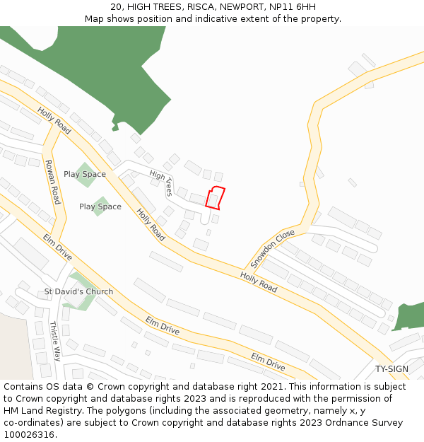 20, HIGH TREES, RISCA, NEWPORT, NP11 6HH: Location map and indicative extent of plot