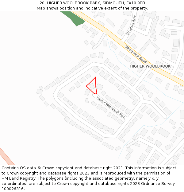 20, HIGHER WOOLBROOK PARK, SIDMOUTH, EX10 9EB: Location map and indicative extent of plot