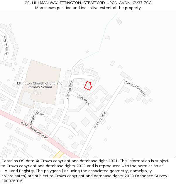 20, HILLMAN WAY, ETTINGTON, STRATFORD-UPON-AVON, CV37 7SG: Location map and indicative extent of plot