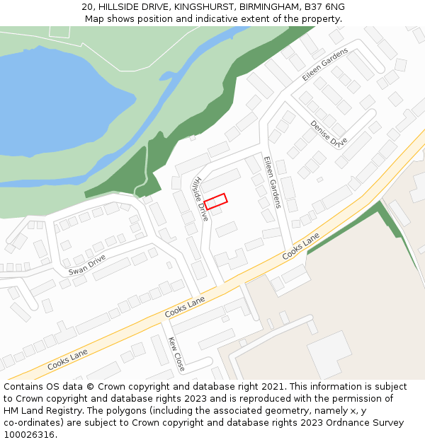 20, HILLSIDE DRIVE, KINGSHURST, BIRMINGHAM, B37 6NG: Location map and indicative extent of plot